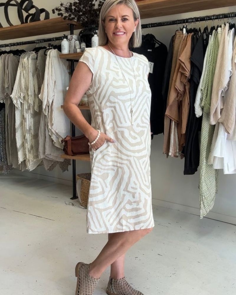 Stella | Casual Midi Jurk voor Dames met Zakken –  Zomerse Dagjurk, Comfortabele Losse Pasvorm