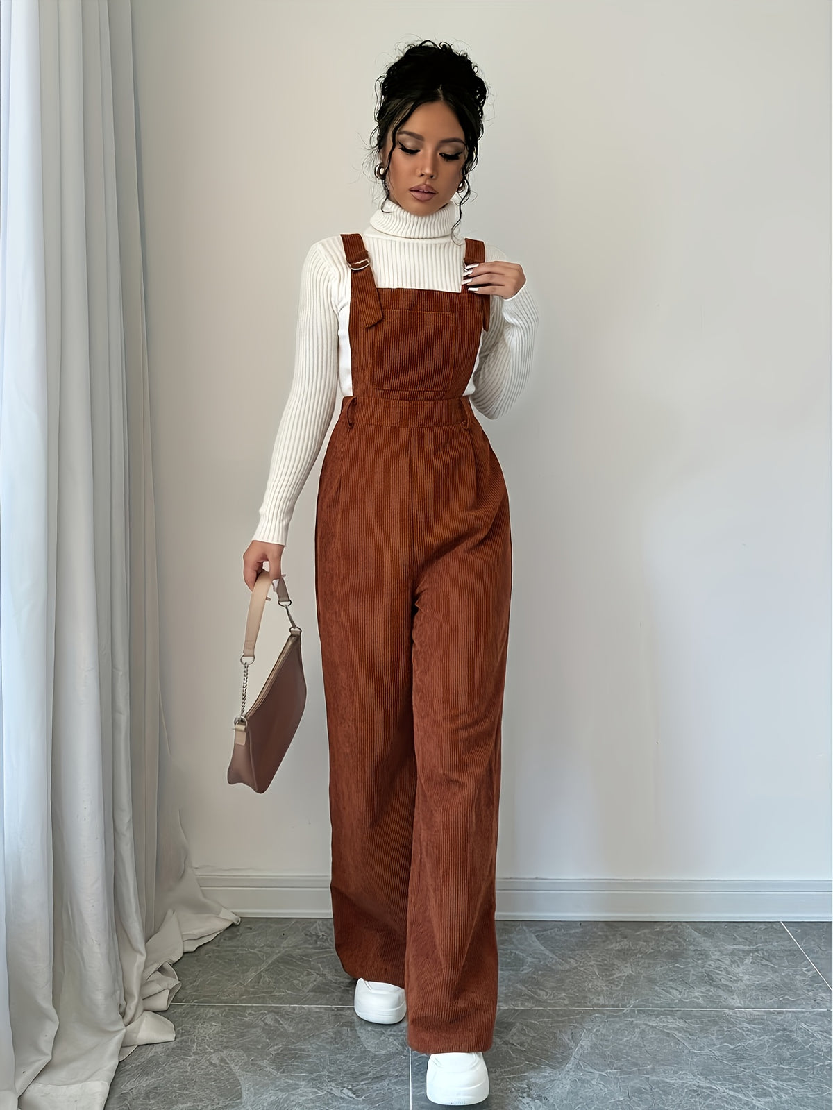 Avira | Dames corduroy jumpsuit – Brede schouderbanden