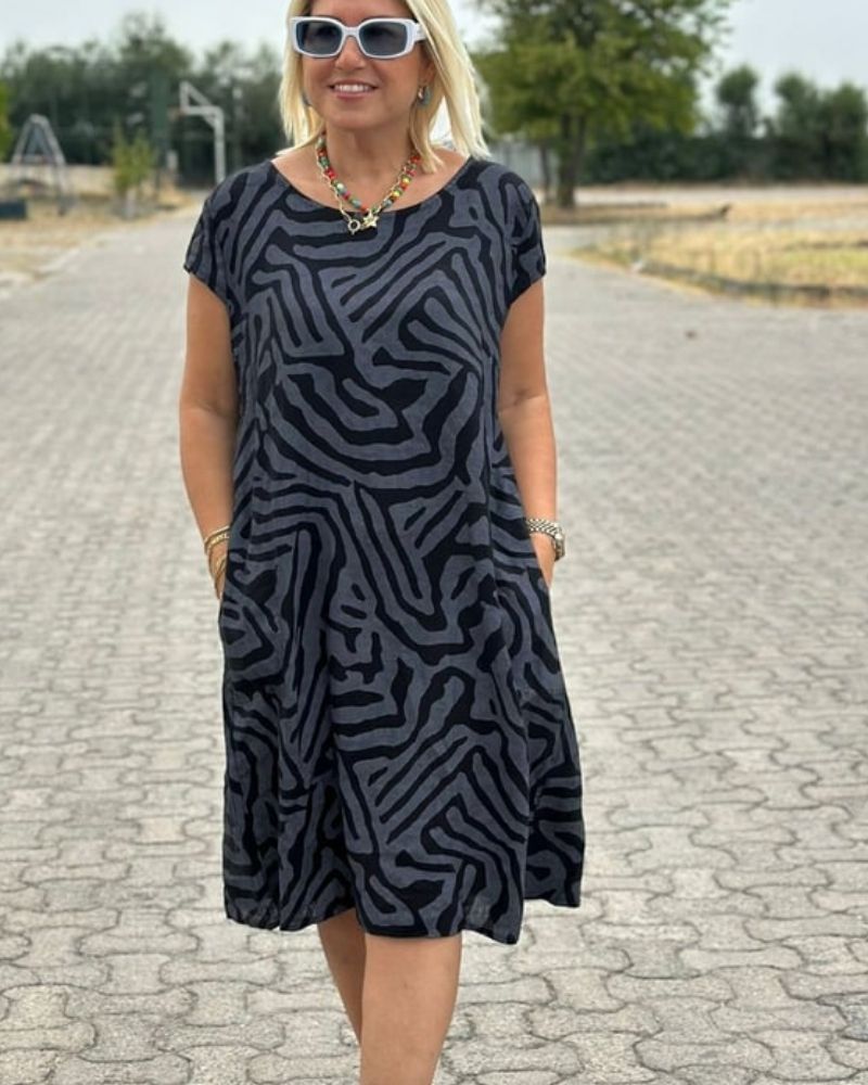 Stella | Casual Midi Jurk voor Dames met Zakken –  Zomerse Dagjurk, Comfortabele Losse Pasvorm