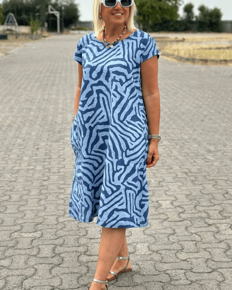 Stella | Casual Midi Jurk voor Dames met Zakken –  Zomerse Dagjurk, Comfortabele Losse Pasvorm