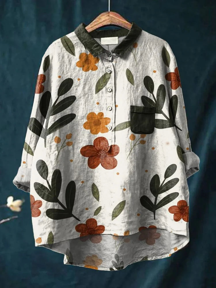 Zarielle | Oversized Dames Blouse – Honden Bedrukt overhemd, Katoen Casual Top