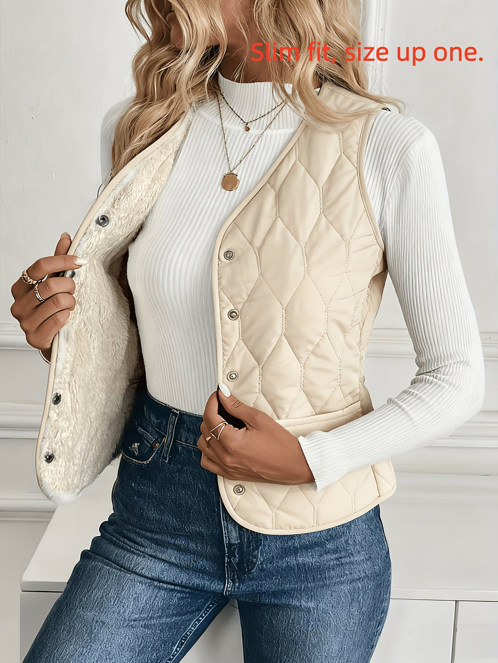 Faleria | Damesvest met thermische voering – Gewatteerd wintervest, mouwloos gewatteerd jasje