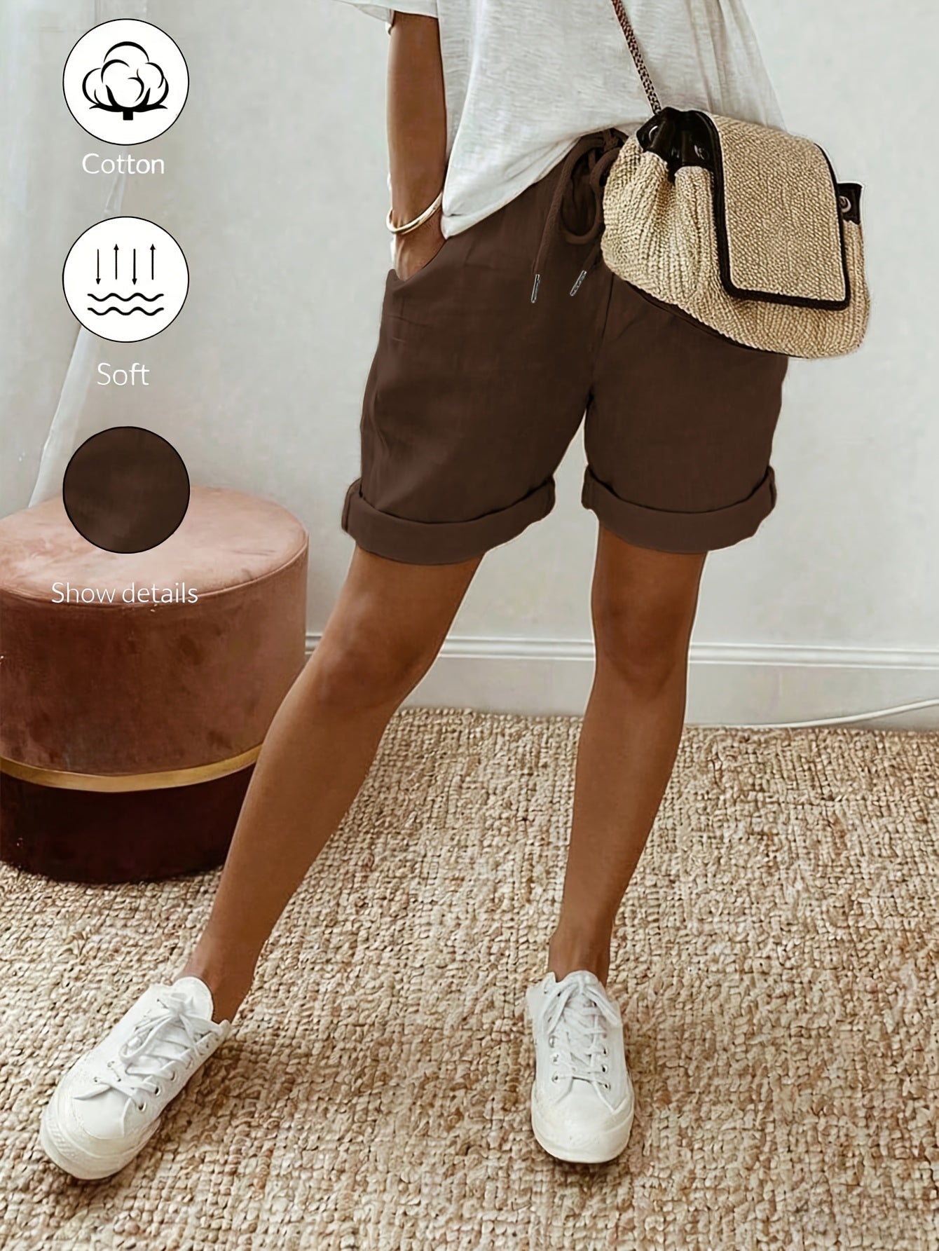 Orielle | Casual damesbroekje in linnenlook – Broekje met hoge taille en ruches