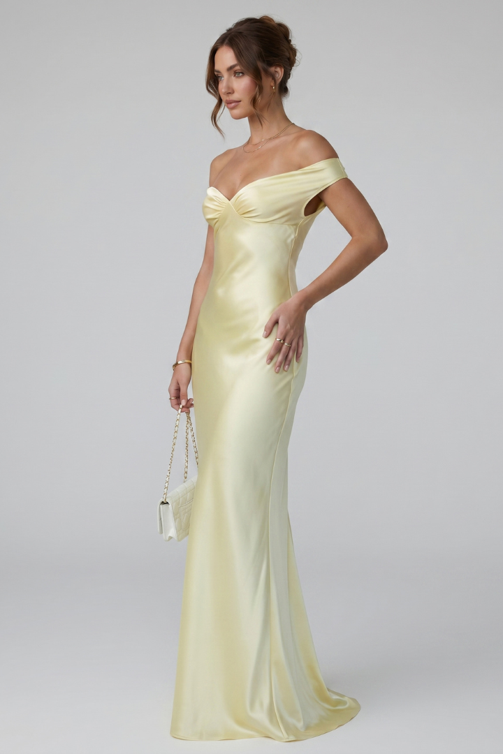 Pira | Elegante off-shoulder maxi-jurk voor dames – vloerlange formele avondjurk