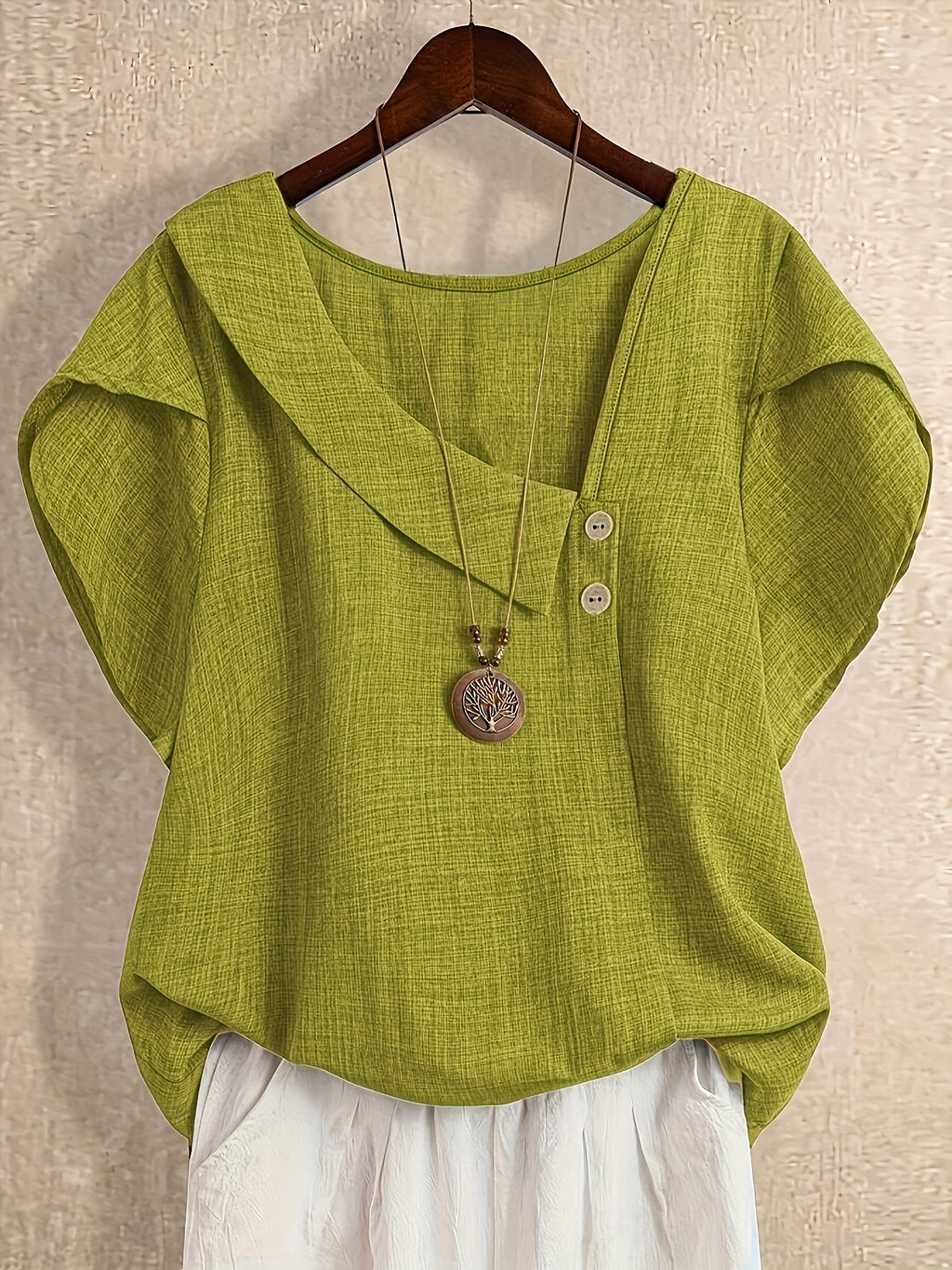 Fiorabelle | Effen damesblouse – Elegant casual overhemd met korte mouwen