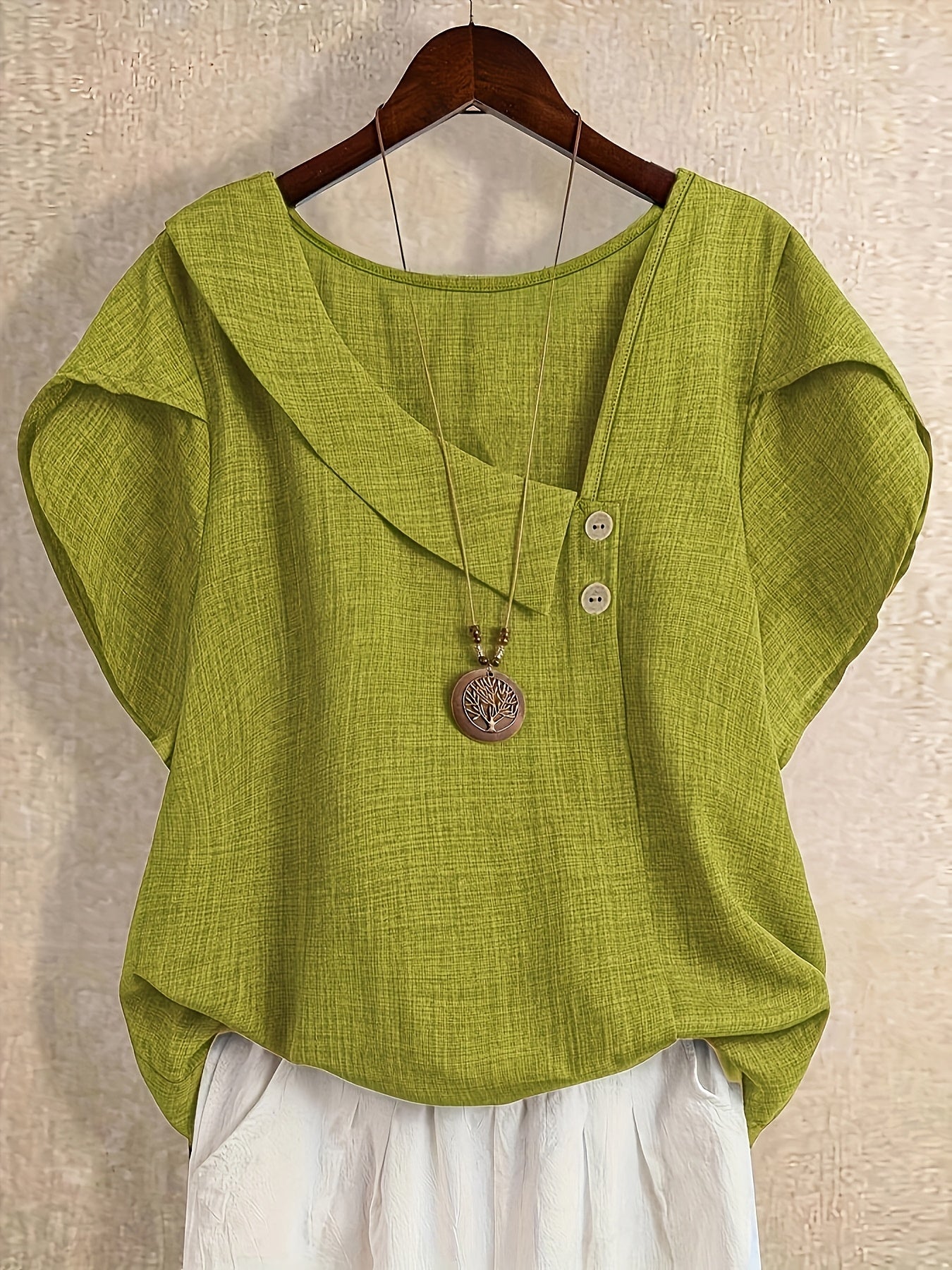 Fiorabelle | Effen damesblouse – Elegant casual overhemd met korte mouwen