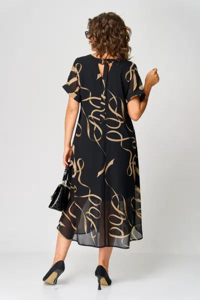 Sage | Elegante chiffonjurk voor dames – Midi-jurk met V-hals voor vrouwen met rondingen