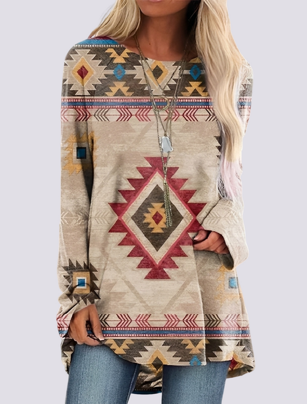 Alberdina | Etnische shirtjurk voor dames – Casual jurk met boho-bloemenprint