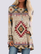 Alberdina | Etnische shirtjurk voor dames – Casual jurk met boho-bloemenprint