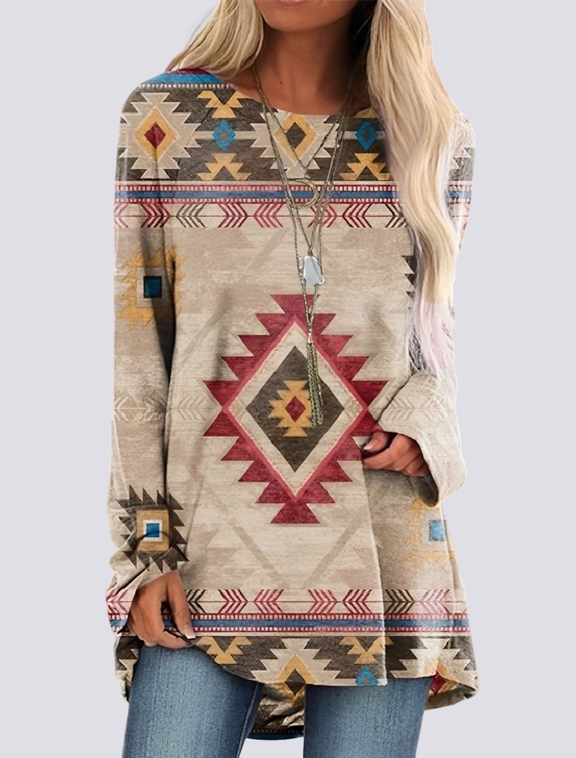 Alberdina | Etnische shirtjurk voor dames – Casual jurk met boho-bloemenprint
