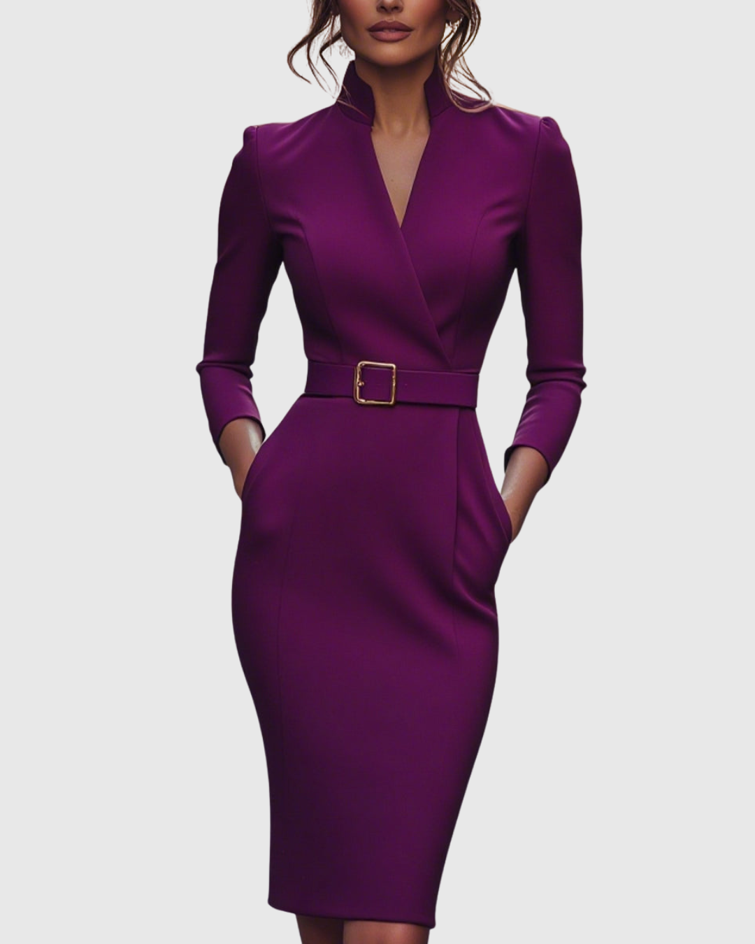 Baela | Elegante zwarte midijurk voor dames – Verfijnde cocktailjurk met slanke pasvorm