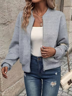 Lieselot | Effen damesvest met rits – Casual trui met lange mouwen