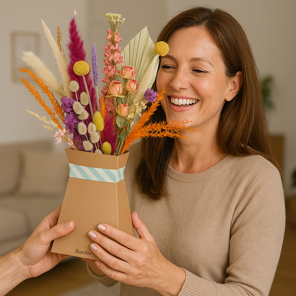 Droogbloemen boeket incl. vouwvaas