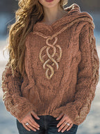 Acey | Damestrui met capuchon – Zachte pullover van geborduurd jacquard