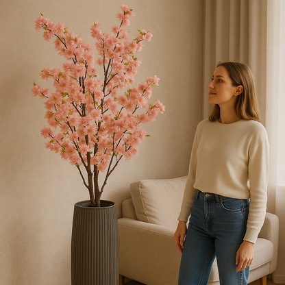 Kunstplant - Prunus - Kersenbloesem - Roze - 175cm