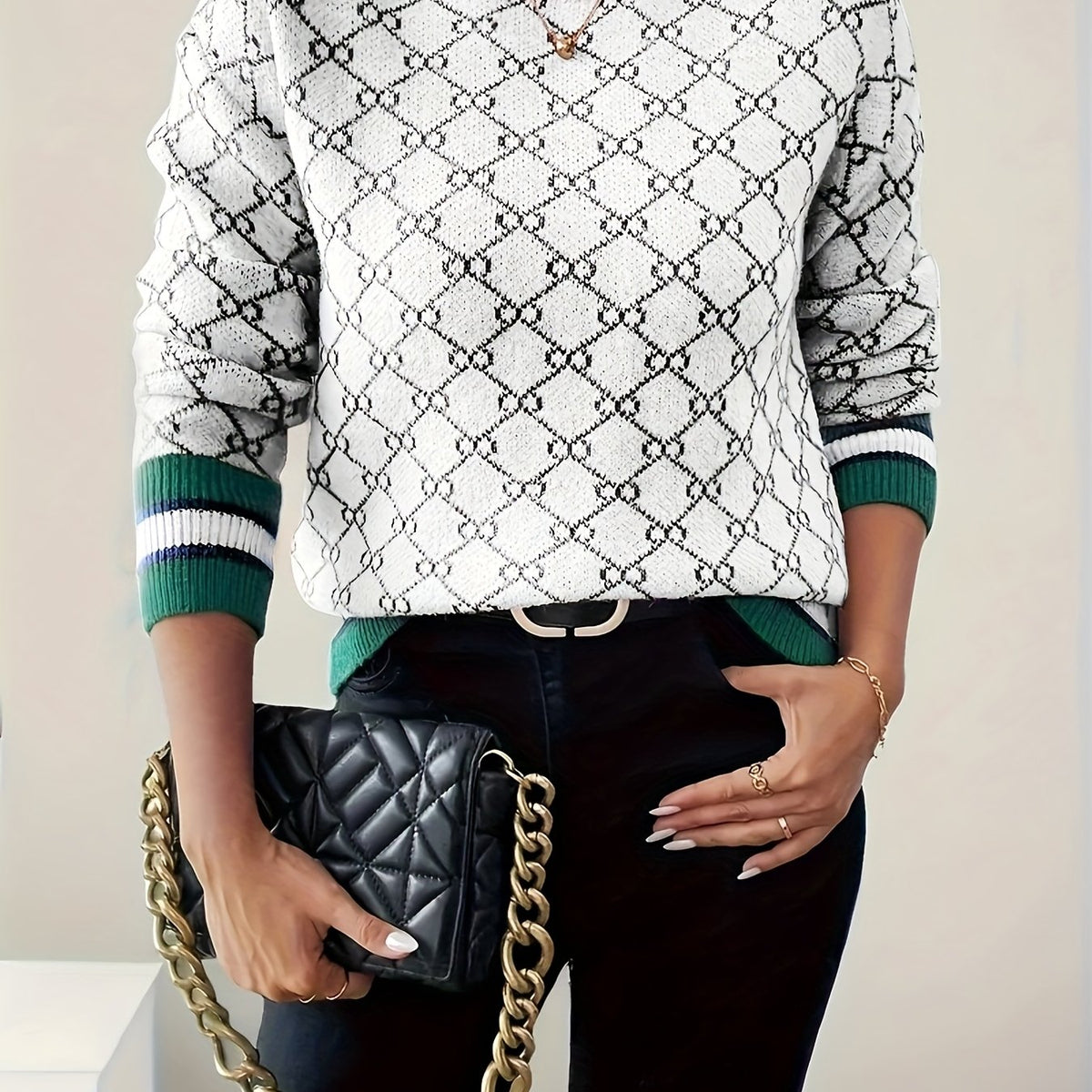 Andrina | Dames geribbelde top met lange mouwen – Ronde hals