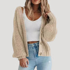 Aderina | Kort Grofgebreid Damesvest met Knopen – Warm en Stijlvol Gebreid Vest