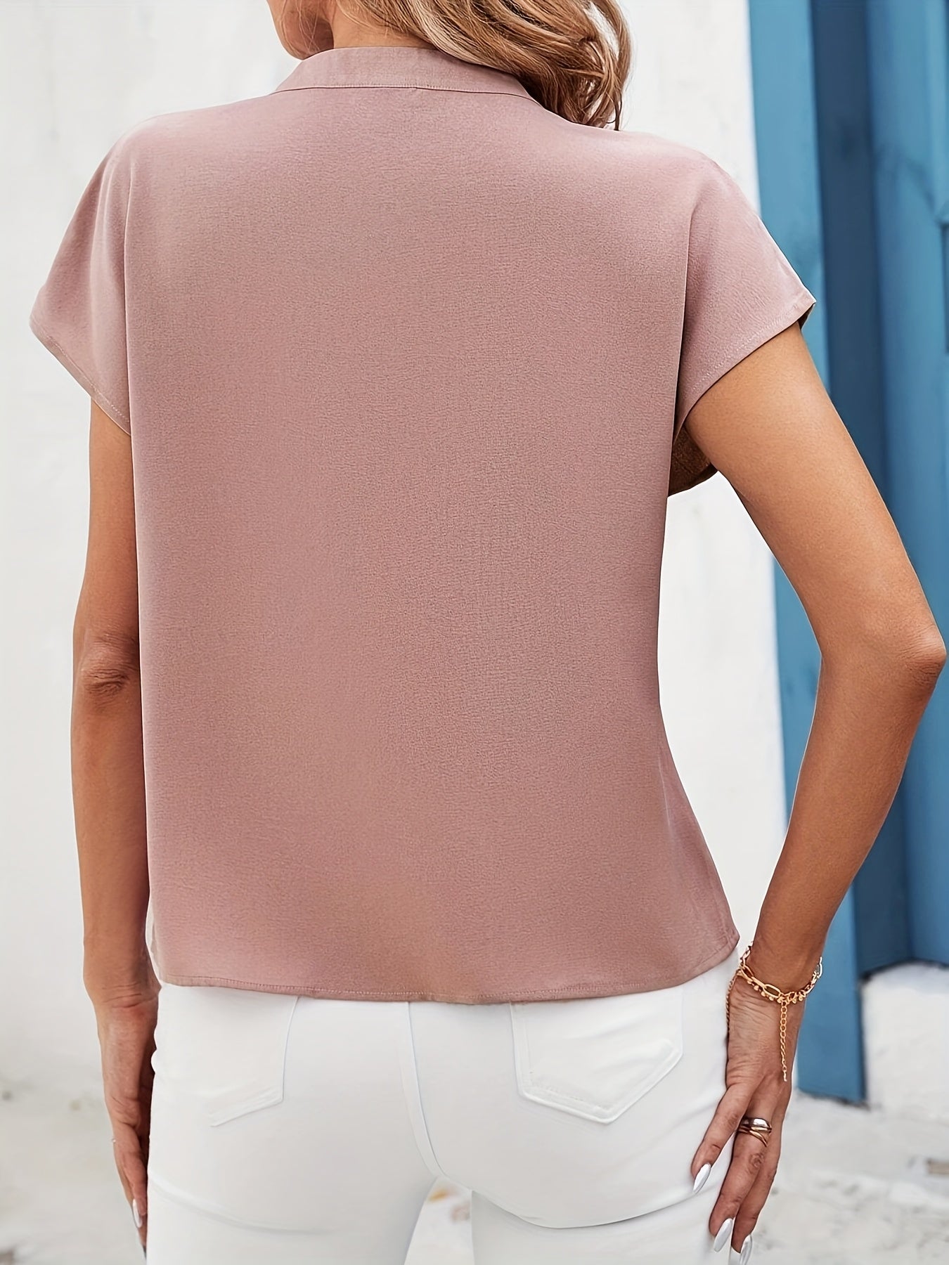 Havielle | Dames V-hals Pailletten Blouse – Batwing Mouwen Opengewerkte Gebreide Top