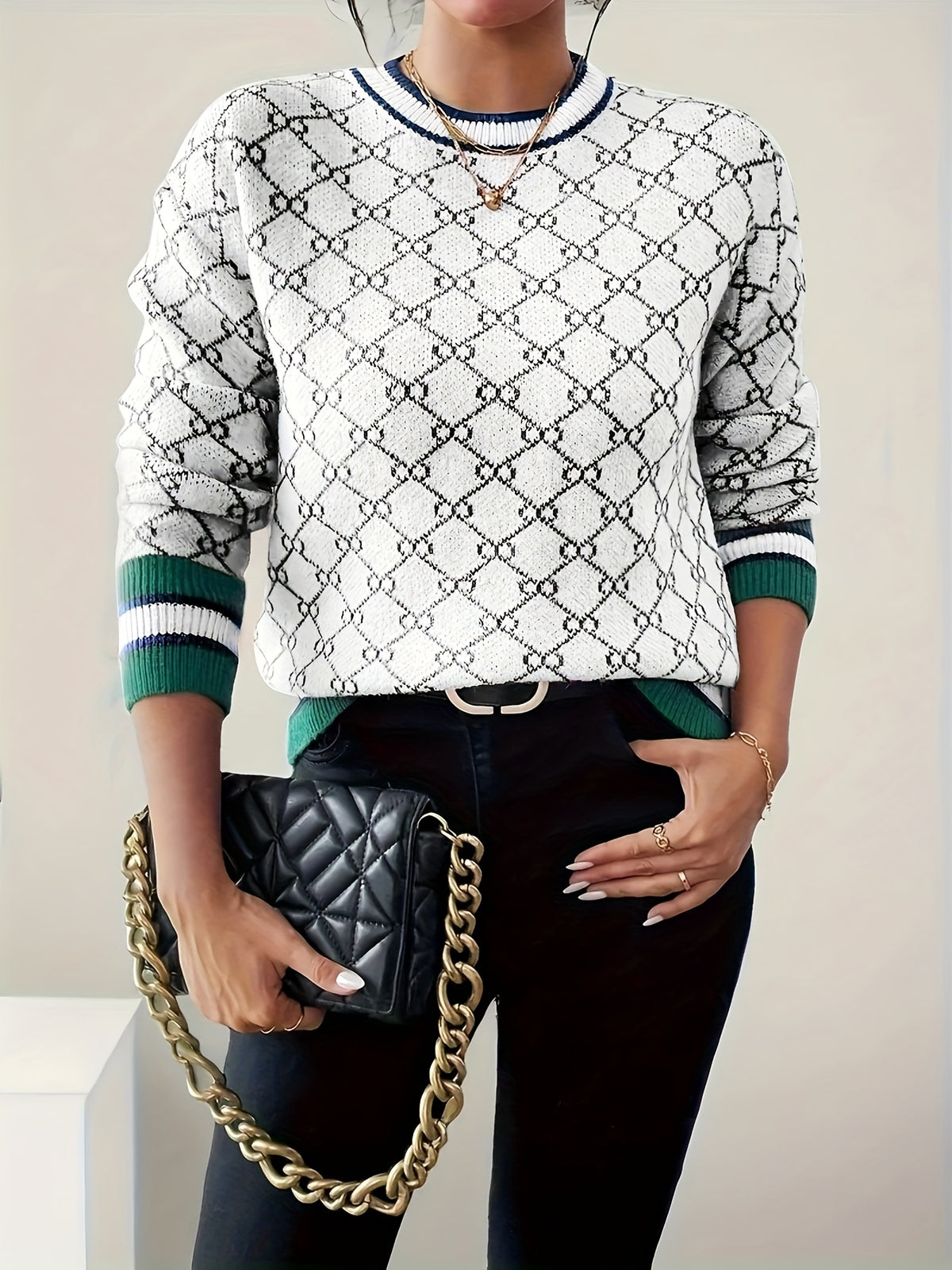 Andrina | Dames geribbelde top met lange mouwen – Ronde hals