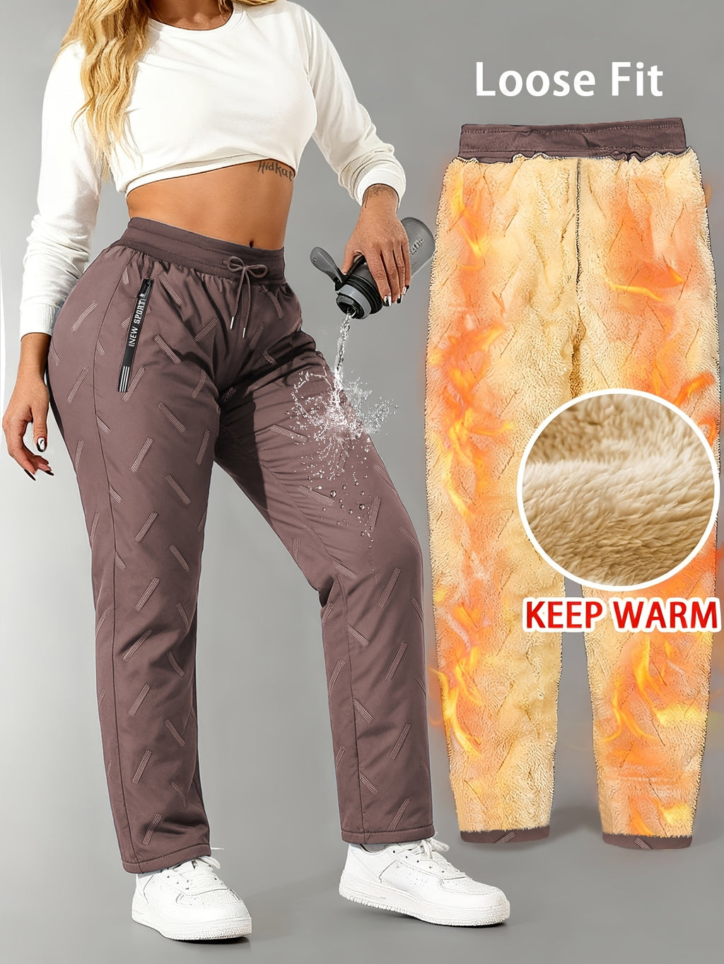 Elysoria | Winterbroek voor dames met fleecevoering – Warme broek met losse pasvorm