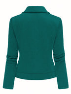 Katrien | Dames Bikerjack met Ruitpatroon, Ritssluiting & Knoopdetails