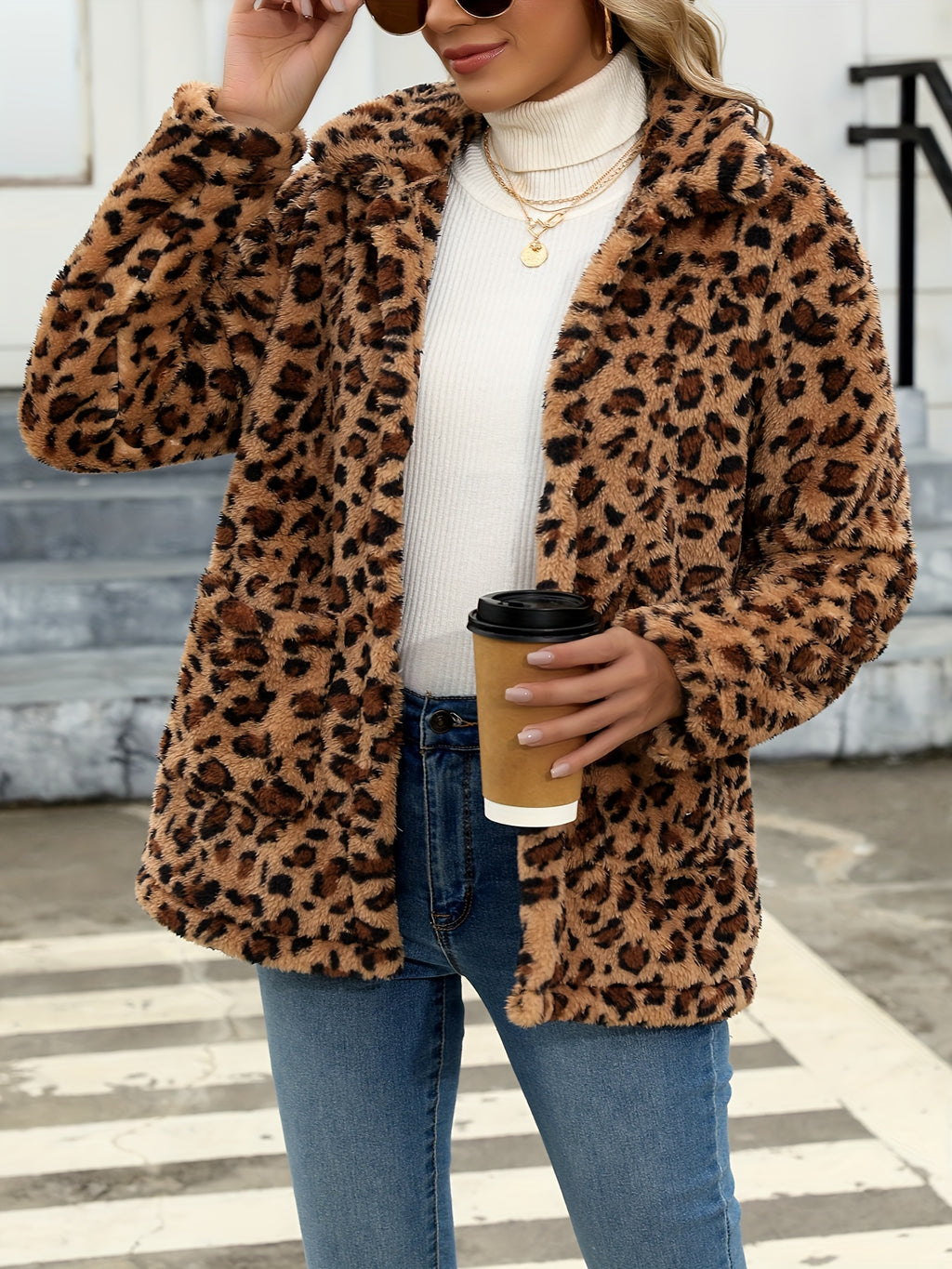 Noralise | Geruite Teddy Damesjas – Pluche, Lange Mouwen