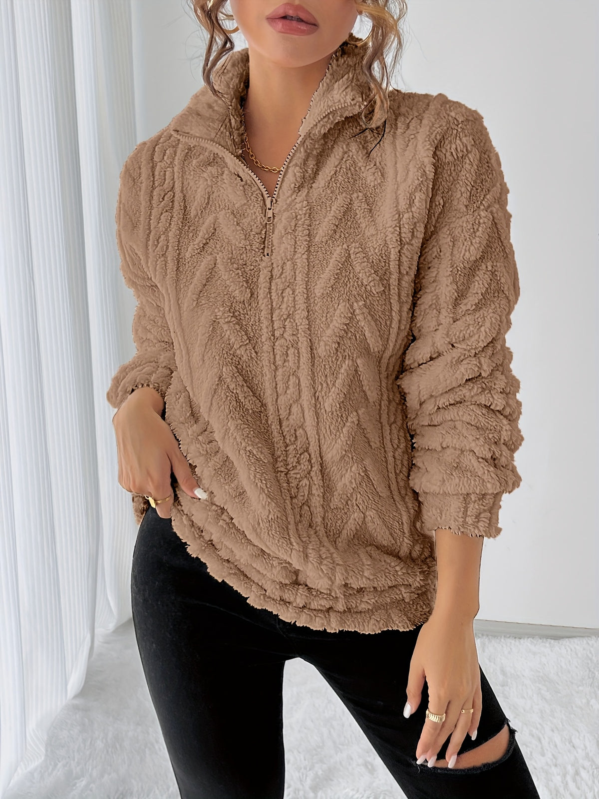 Liesbeth | Warm fleece-sweatshirt voor dames – Casual trui met lange mouwen voor koelere dagen