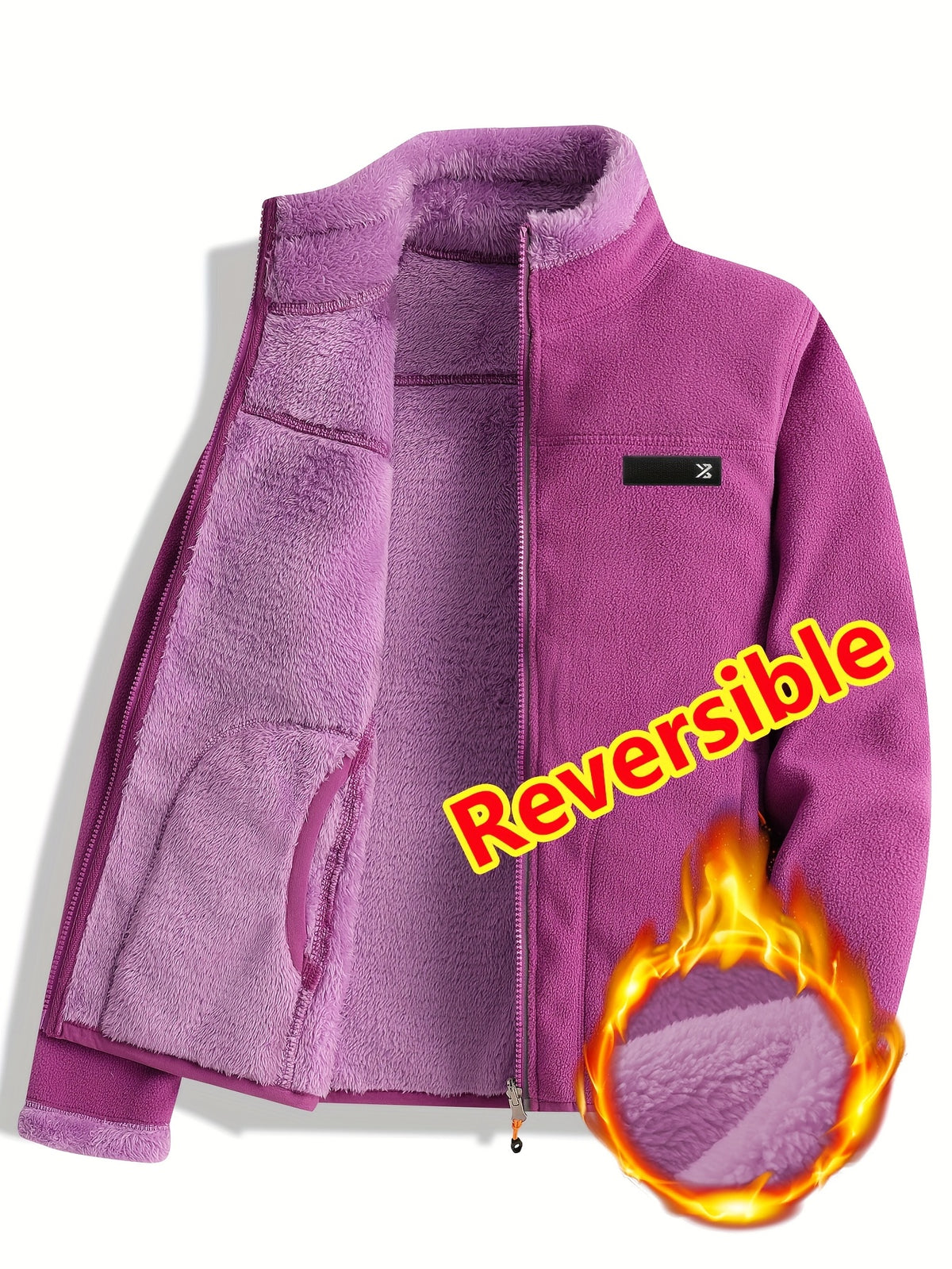 Armelle | Dames omkeerbare casual jas – Dikke, ruige textuur