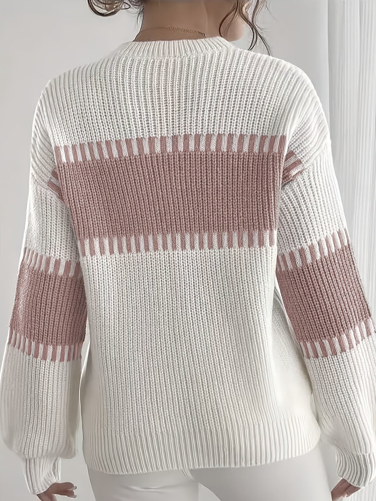 Amelisse | Dames gestreepte off-shouldertrui – Lange mouwen