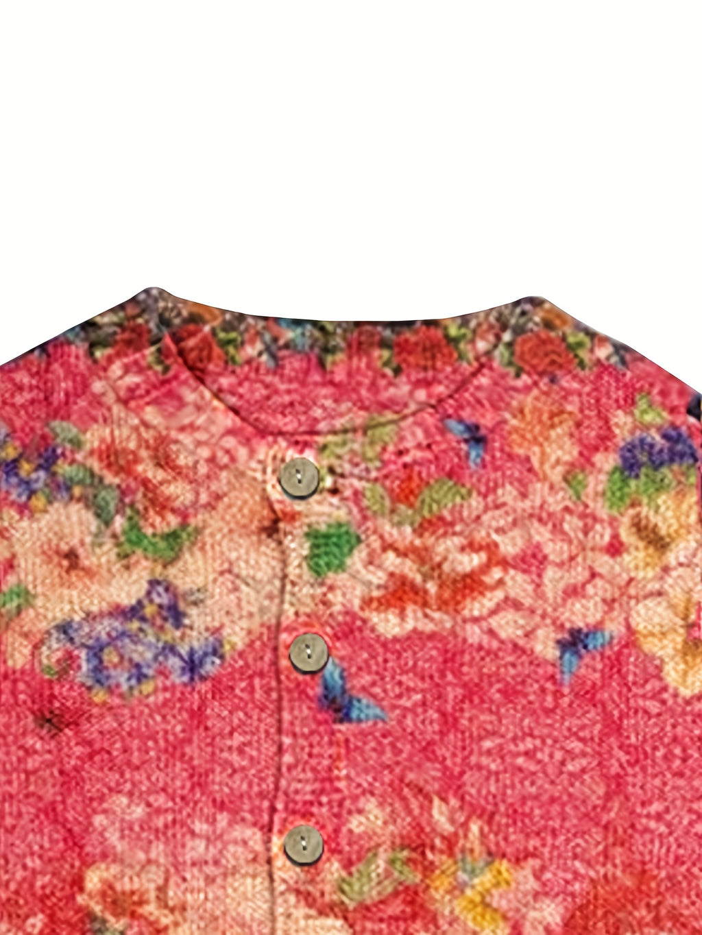 Hannelise | Damesvest met bloemen- en vlinderprint – vest met lange mouwen
