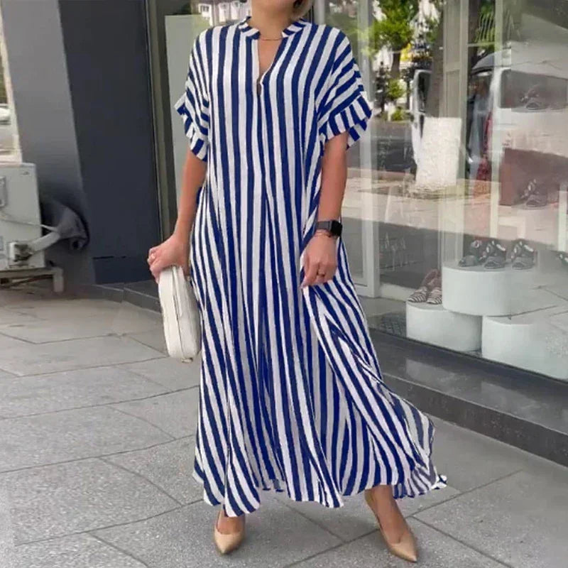 Calira | Gestreepte lange zomerjurk – Casual maxi-strandjurk voor dames
