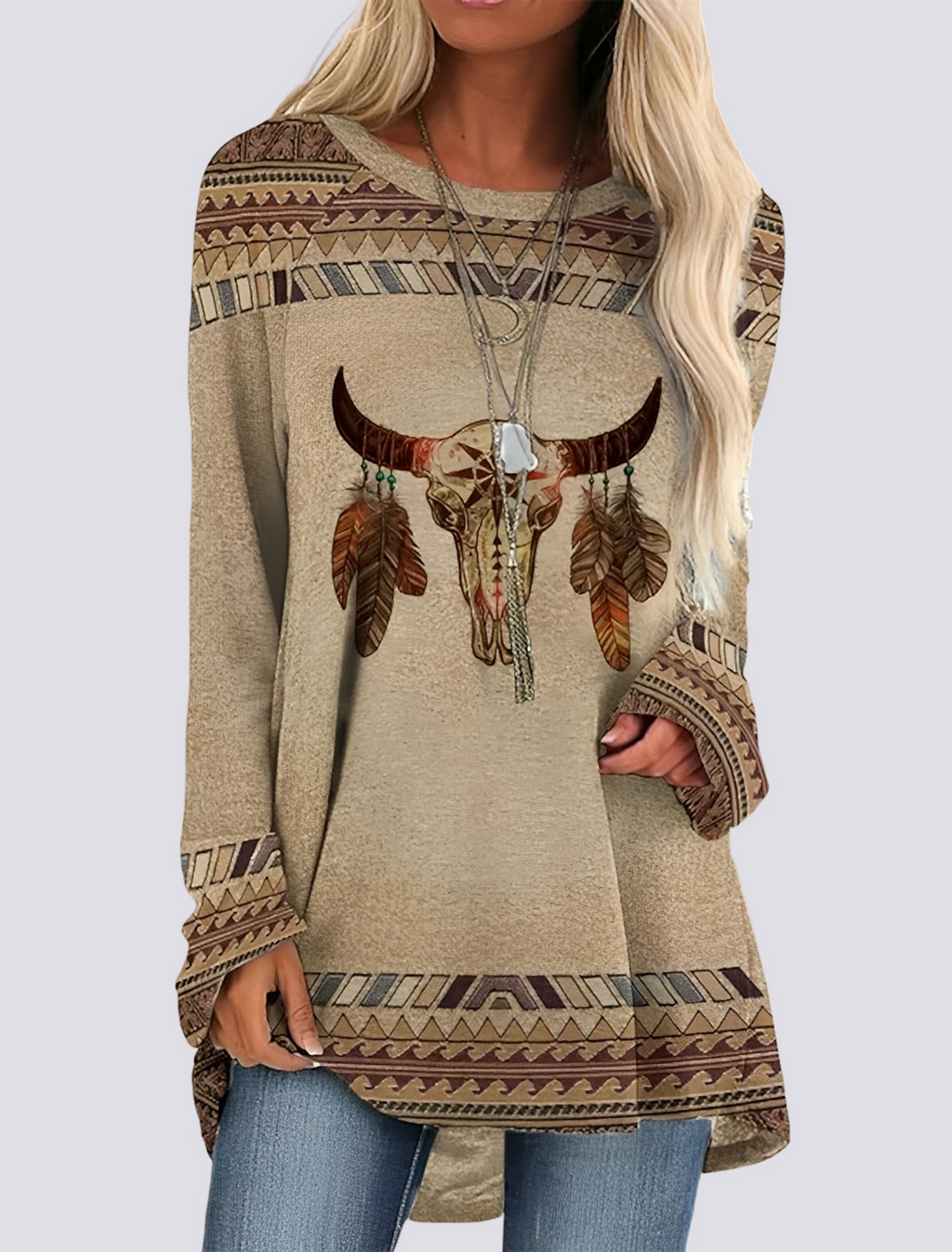 Alberdina | Etnische shirtjurk voor dames – Casual jurk met boho-bloemenprint