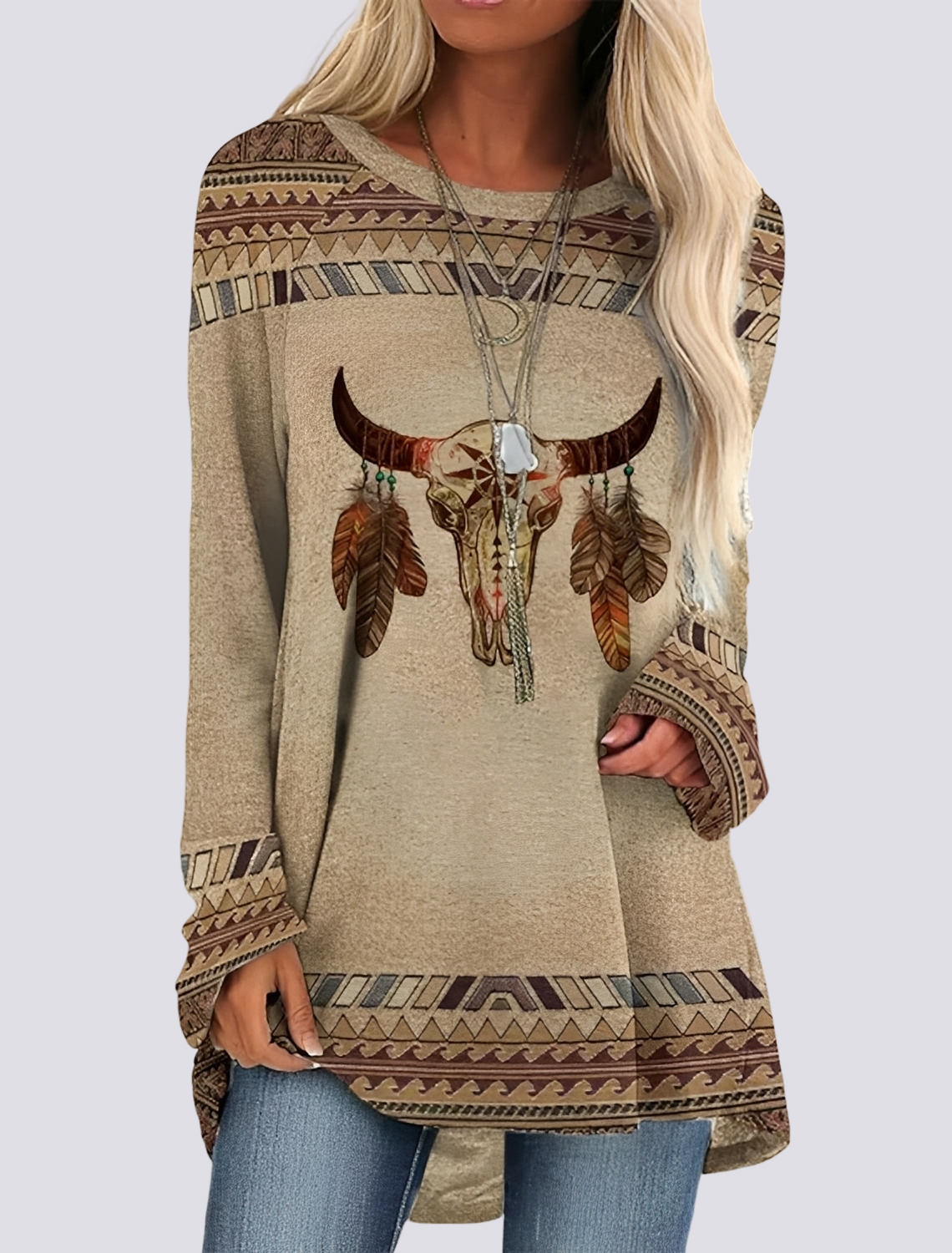 Alberdina | Etnische shirtjurk voor dames – Casual jurk met boho-bloemenprint