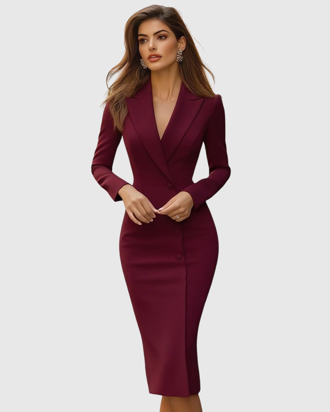 Fable | Elegante damesjurk – Getailleerde midi-jurk voor werk en speciale gelegenheden