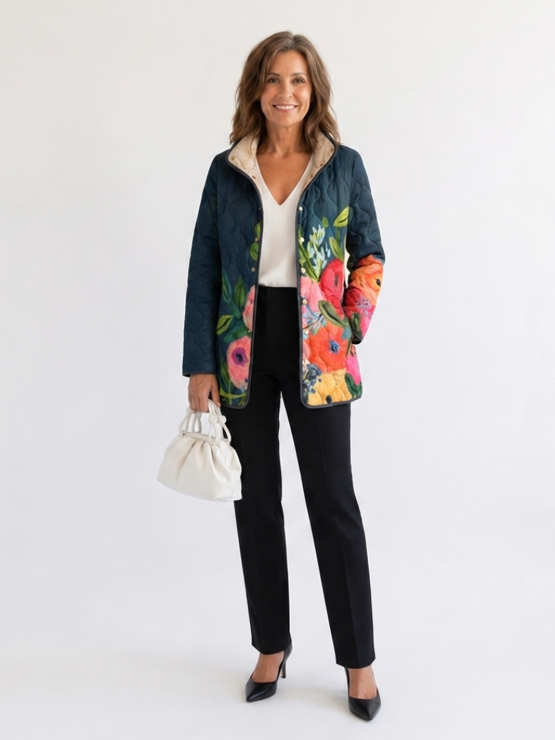 Cressara | Vintage gewatteerd damesjack met bloemenprint