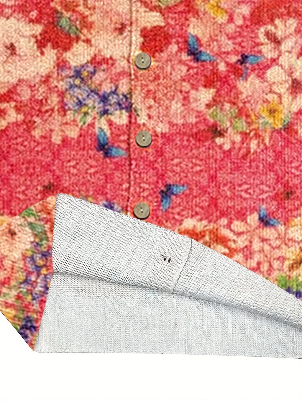 Hannelise | Damesvest met bloemen- en vlinderprint – vest met lange mouwen