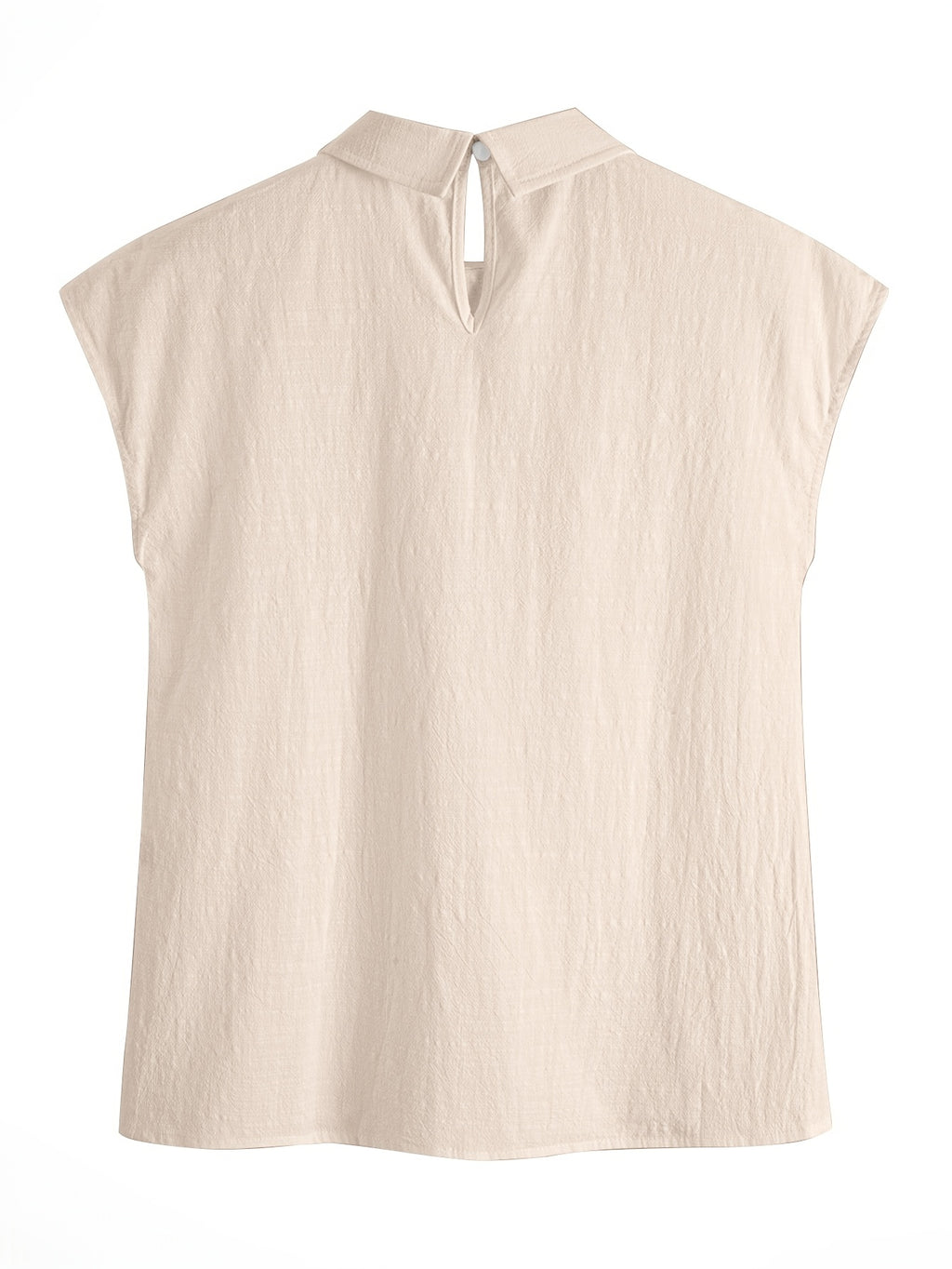 Anya | Casual Mouwloze Damestop – Losvallende Blouse met Plooien, Kanten Details en Kraag