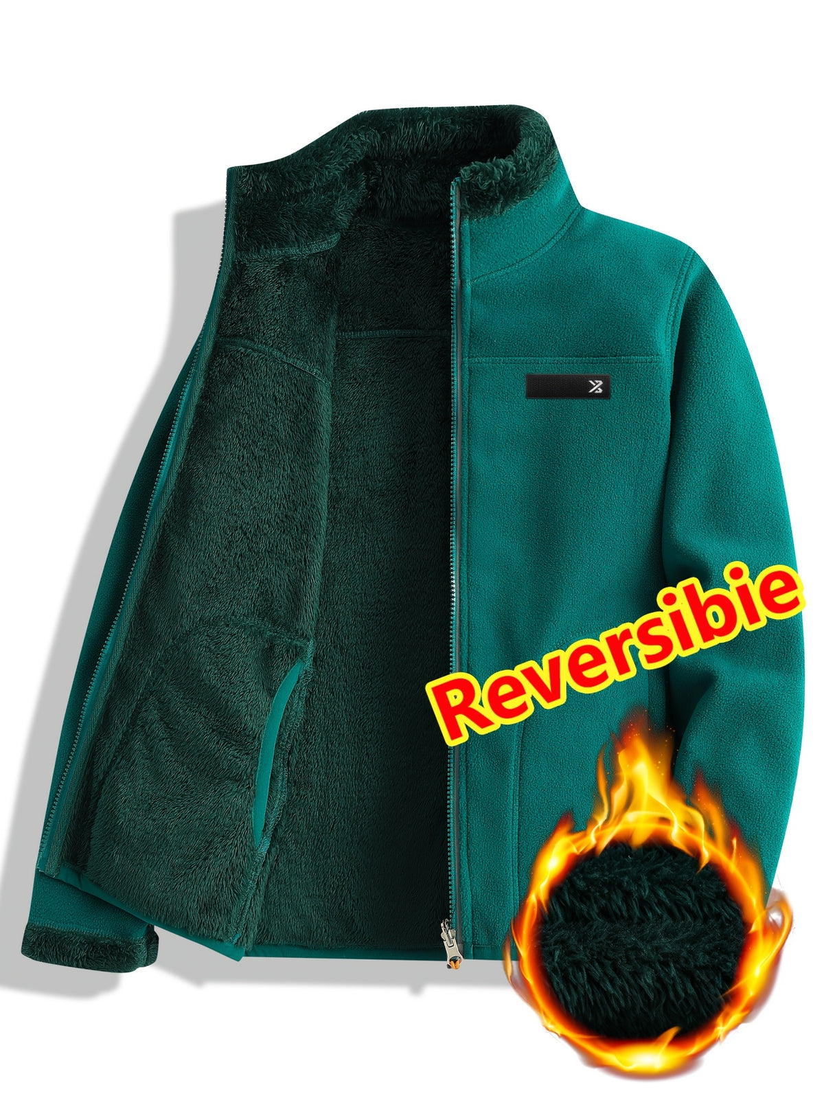 Armelle | Dames omkeerbare casual jas – Dikke, ruige textuur