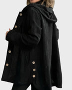 Fardina | Dames Corduroy Jas met Capuchon en Knoopsluiting – Casual Jas voor Herfst en Winter