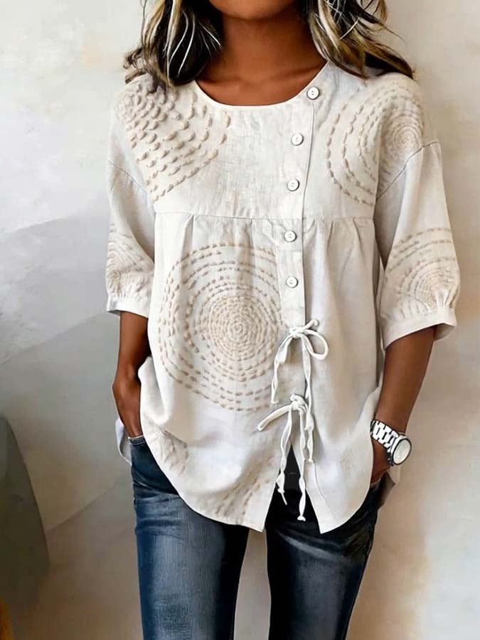 Galilee | Asymmetrische damesblouse met knopen – Lichtgewicht, casual shirt