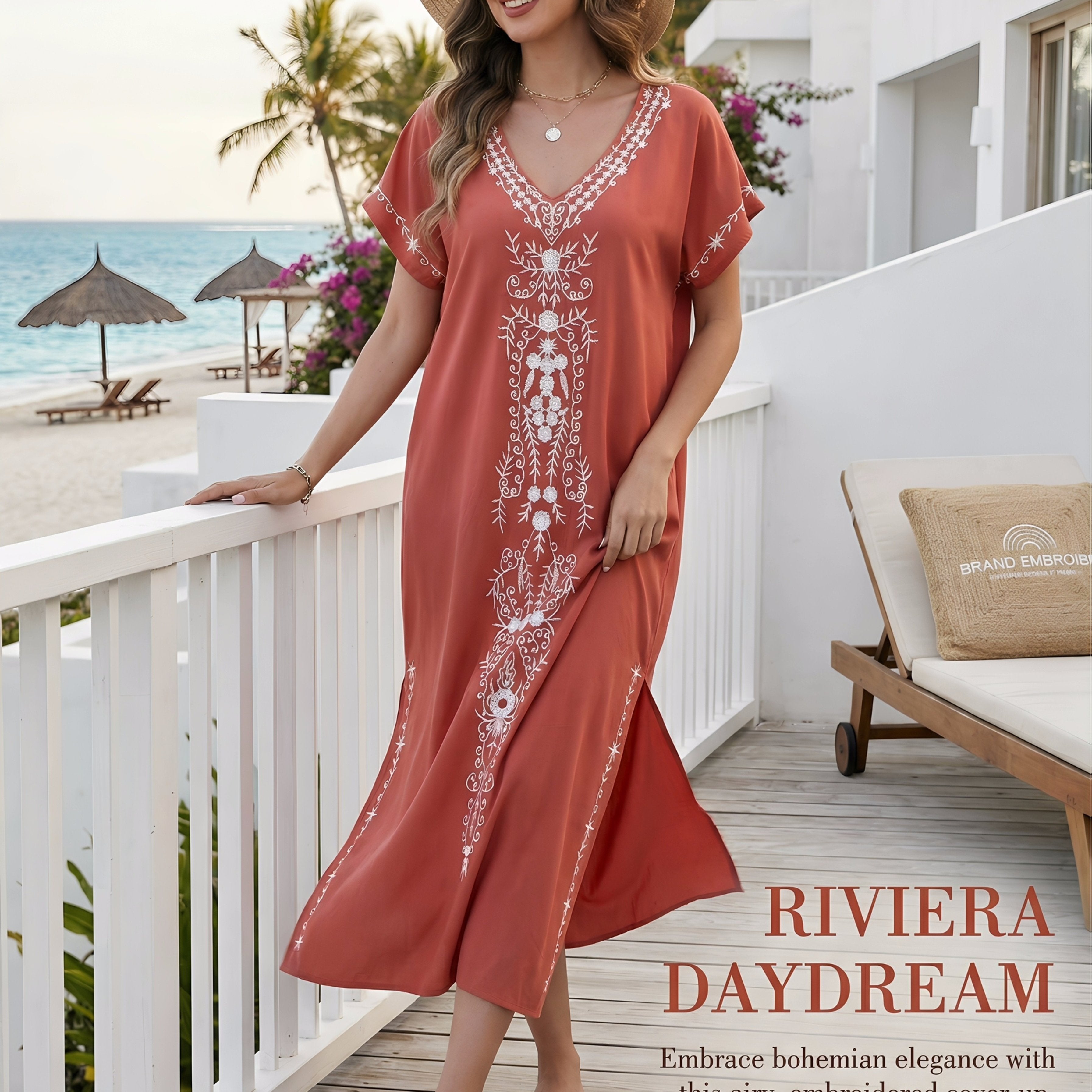 Evora | Boho-maxi-jurk voor dames – Lichte, geborduurde vakantiejurk