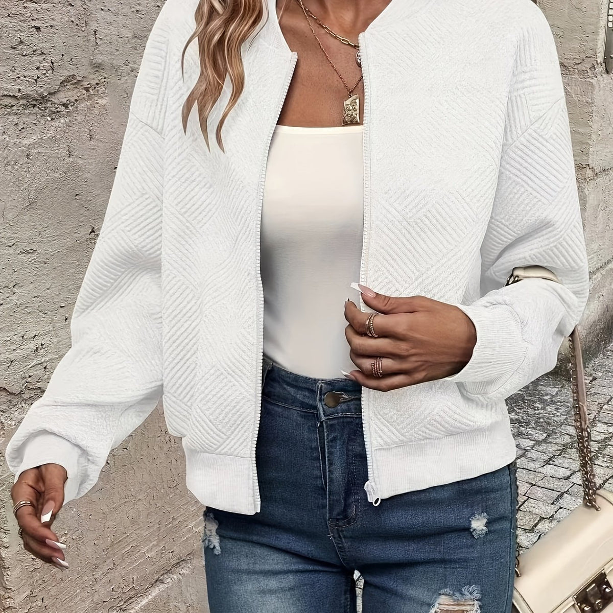 Lieselot | Effen damesvest met rits – Casual trui met lange mouwen