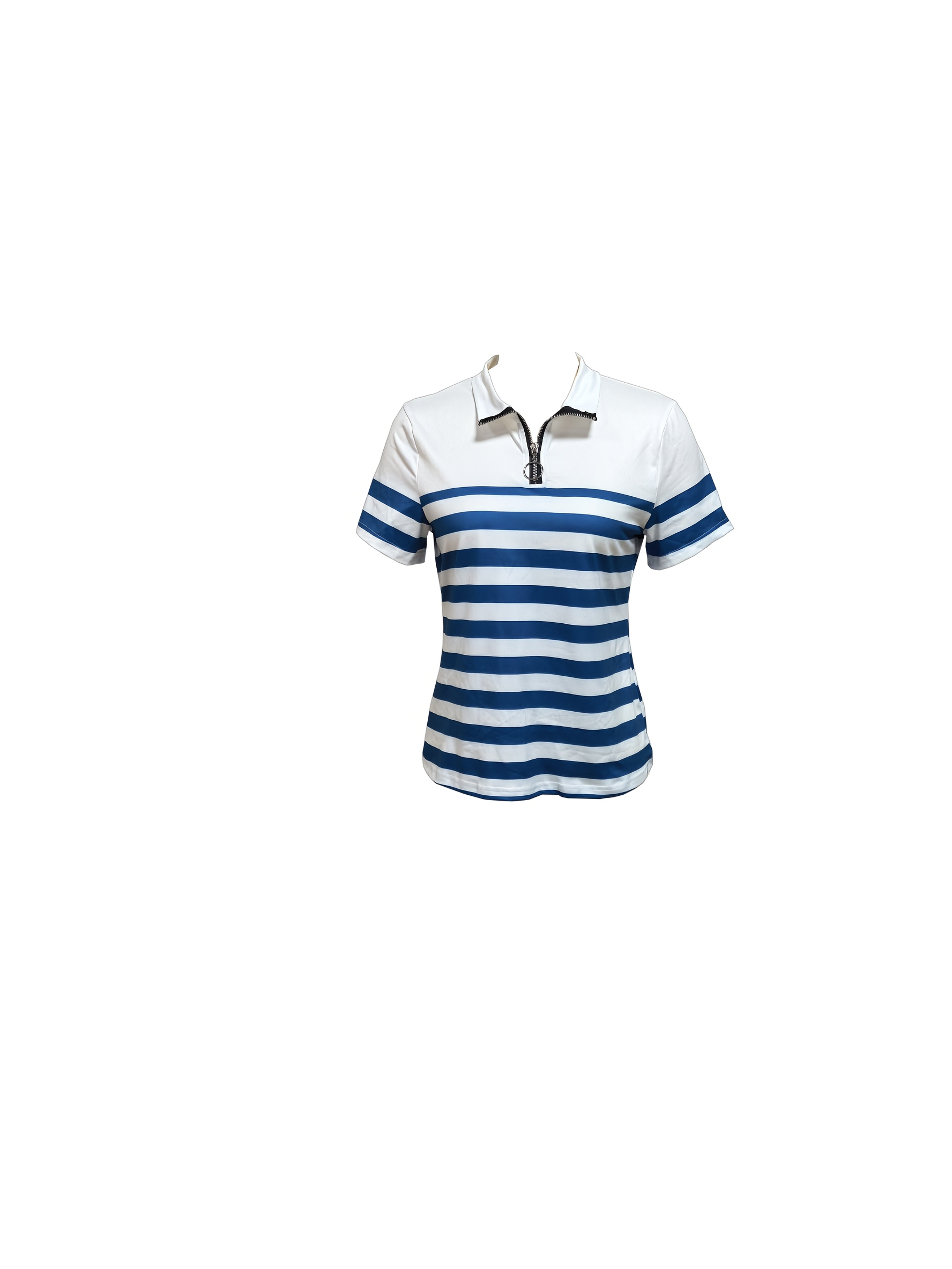 Lunavia | Dames Gestreepte Half-Zip Polo Shirt – Korte Mouw Casual