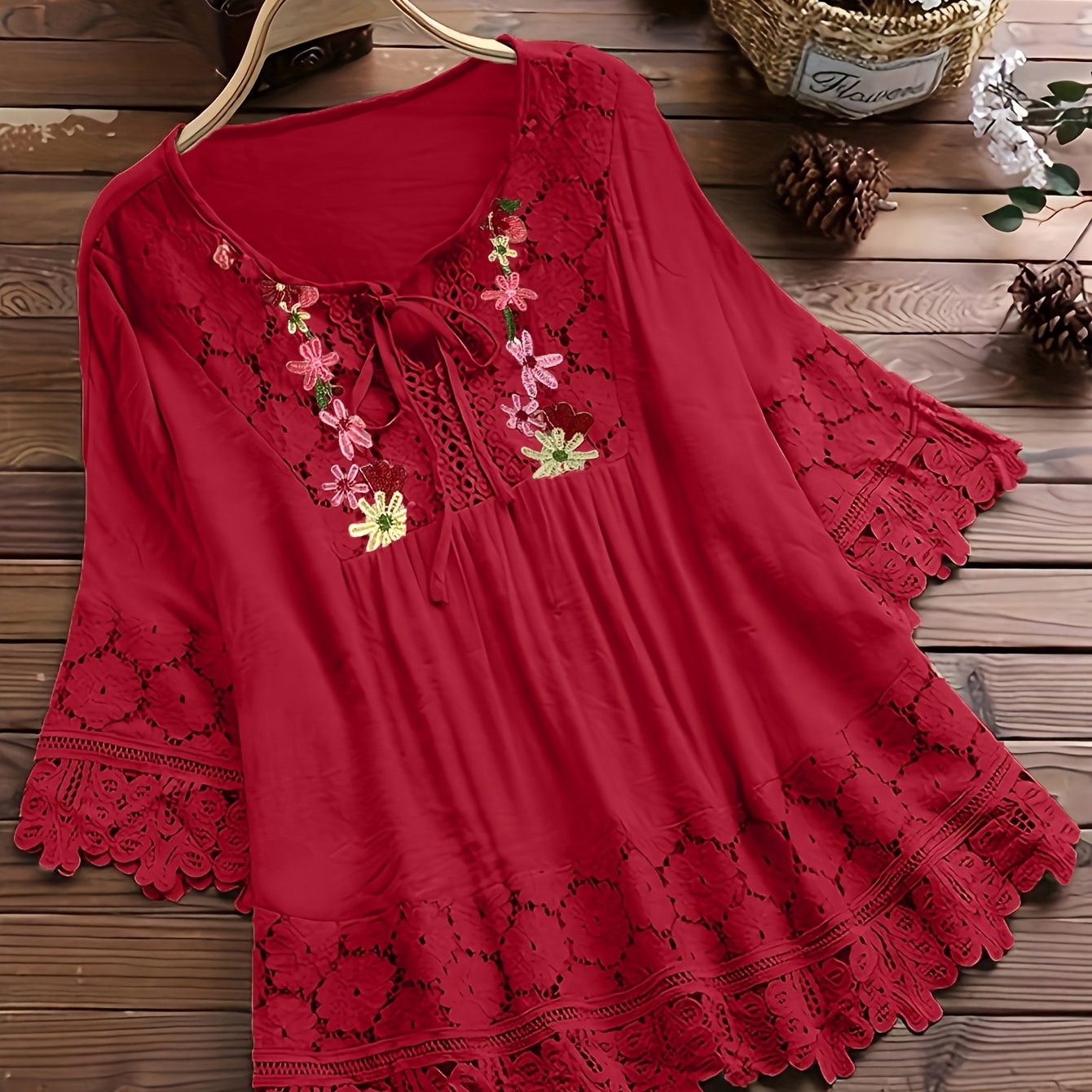 Glyra | Elegante kanten blouse voor dames – Zomerse casual top