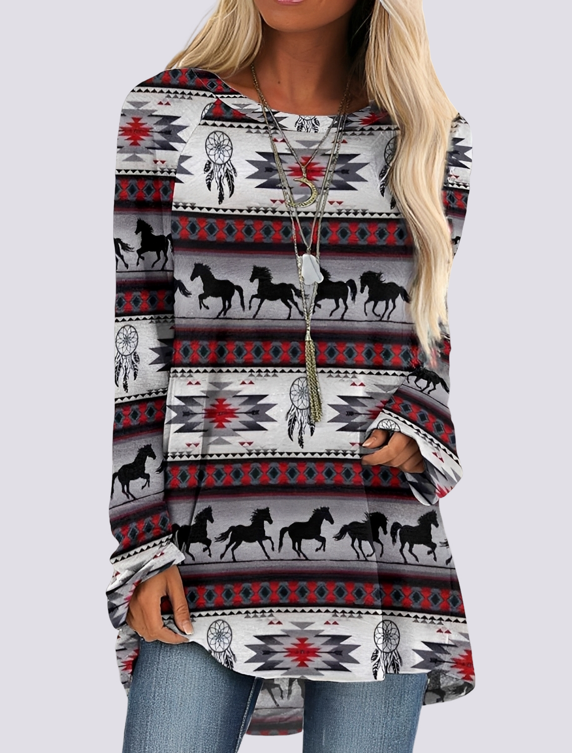 Alberdina | Etnische shirtjurk voor dames – Casual jurk met boho-bloemenprint