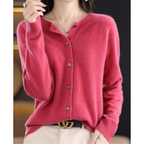 Sabeline | Gebreid Damesvest – V-Hals, Knoopsluiting, Lange Mouwen, Wol Look