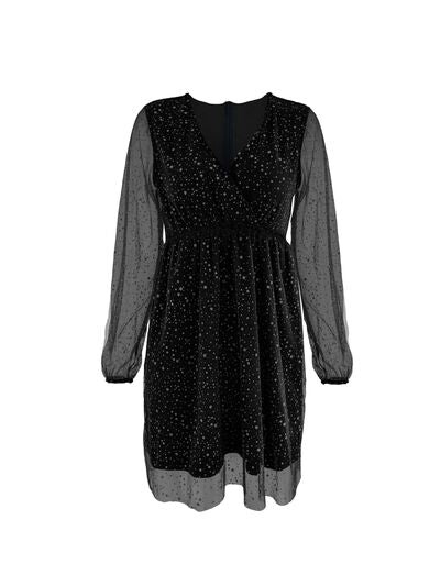 Eloriah | Dames Mini Jurk – Ballonmouwen, V-Hals, Losse Pasvorm