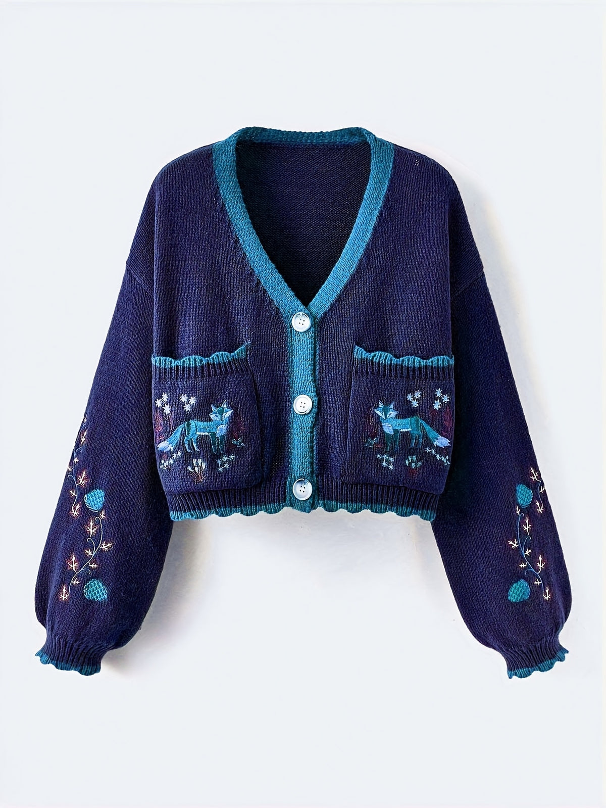 Evelara | Dames Vest met Kleurvlakken – Geborduurde Vos
