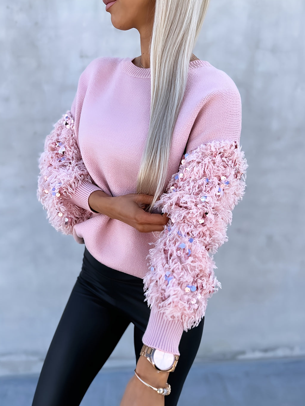 Ginevra | Damestrui met pailletten – Zachte, elegante trui met patchwork-ontwerp