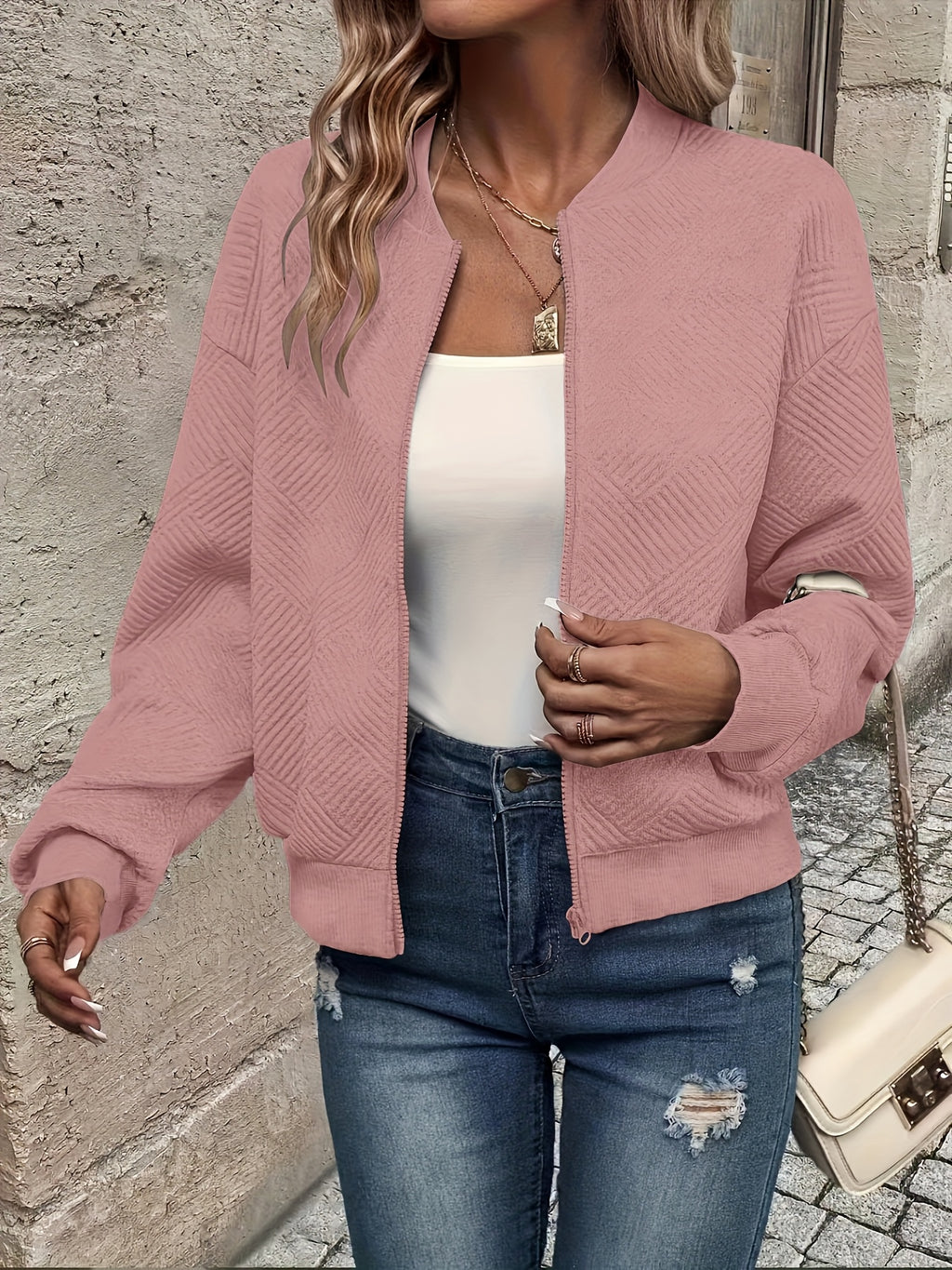 Lieselot | Effen damesvest met rits – Casual trui met lange mouwen